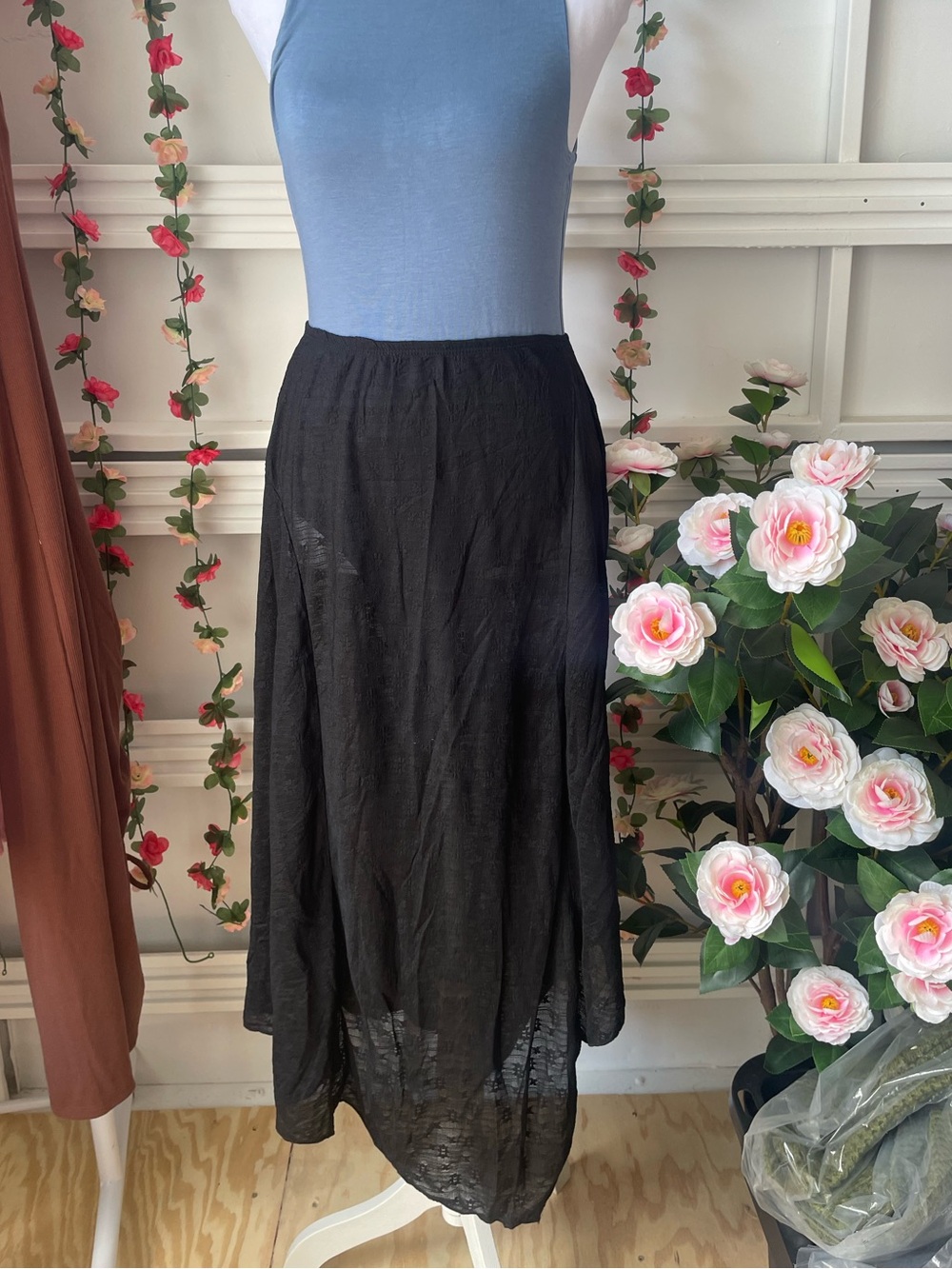 Hyfve- Floral Lightweight Maxi Skirt - Black